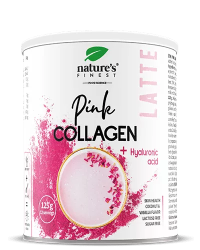 Nature's Finest gėrimo milteliai Pink Collagen Latte (kolagenas) 125 g.