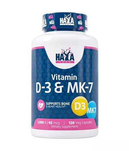 Haya Labs Vitamin D-3 1000 & МK-7 (vitaminas D3 ir K2) 120 kaps.