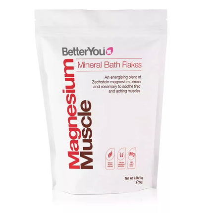 BetterYou Magnesium Muscle Bath Flakes 1000 g. (Magnio vonios dribsniai)