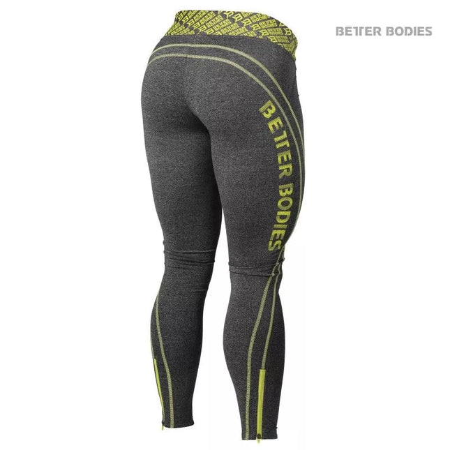 Better Bodies Shaped Logo Tights (Antracite melange/lime)