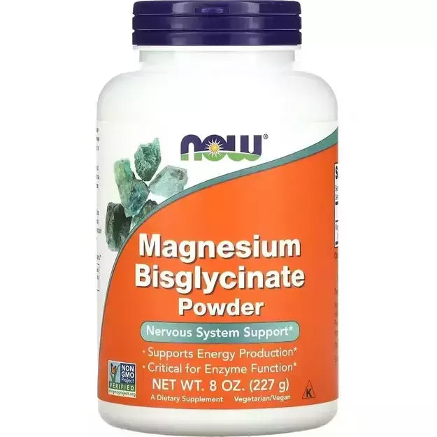 NOW Foods Magnesium Bisglycinate Powder 227 g. (Magnio bisglicinatas)