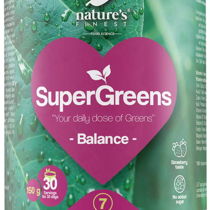 Nature's Finest supermaisto mišinys balansui „SuperGreens BALANCE“, ekologiškas 150 g.
