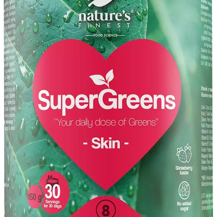 Nature's Finest supermaisto mišinys odai „SuperGreens SKIN“, ekologiškas 150 g.